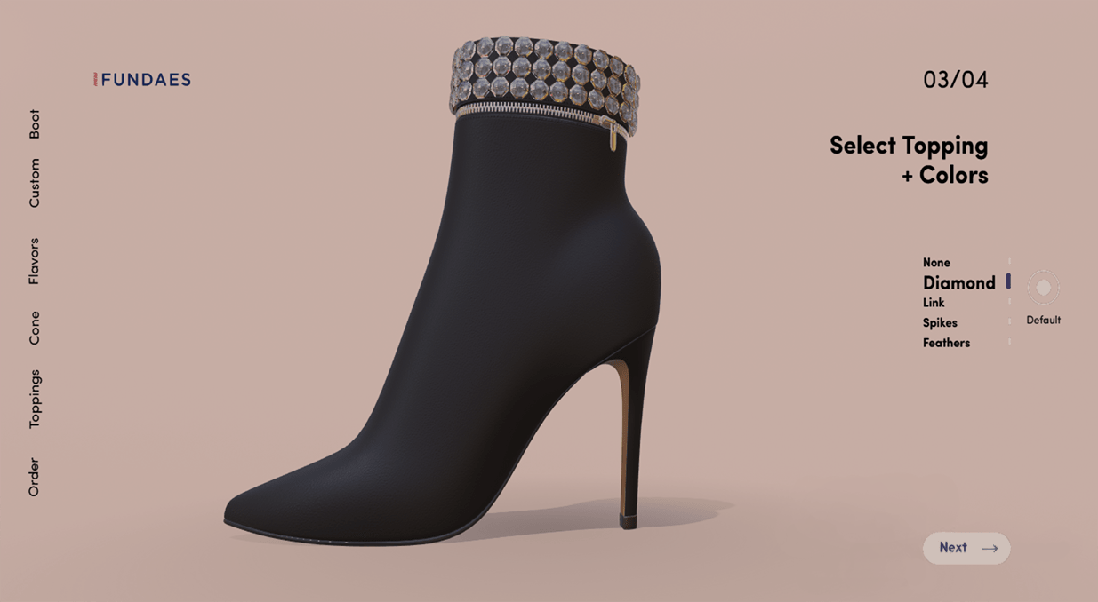 3D shoes интерфейс